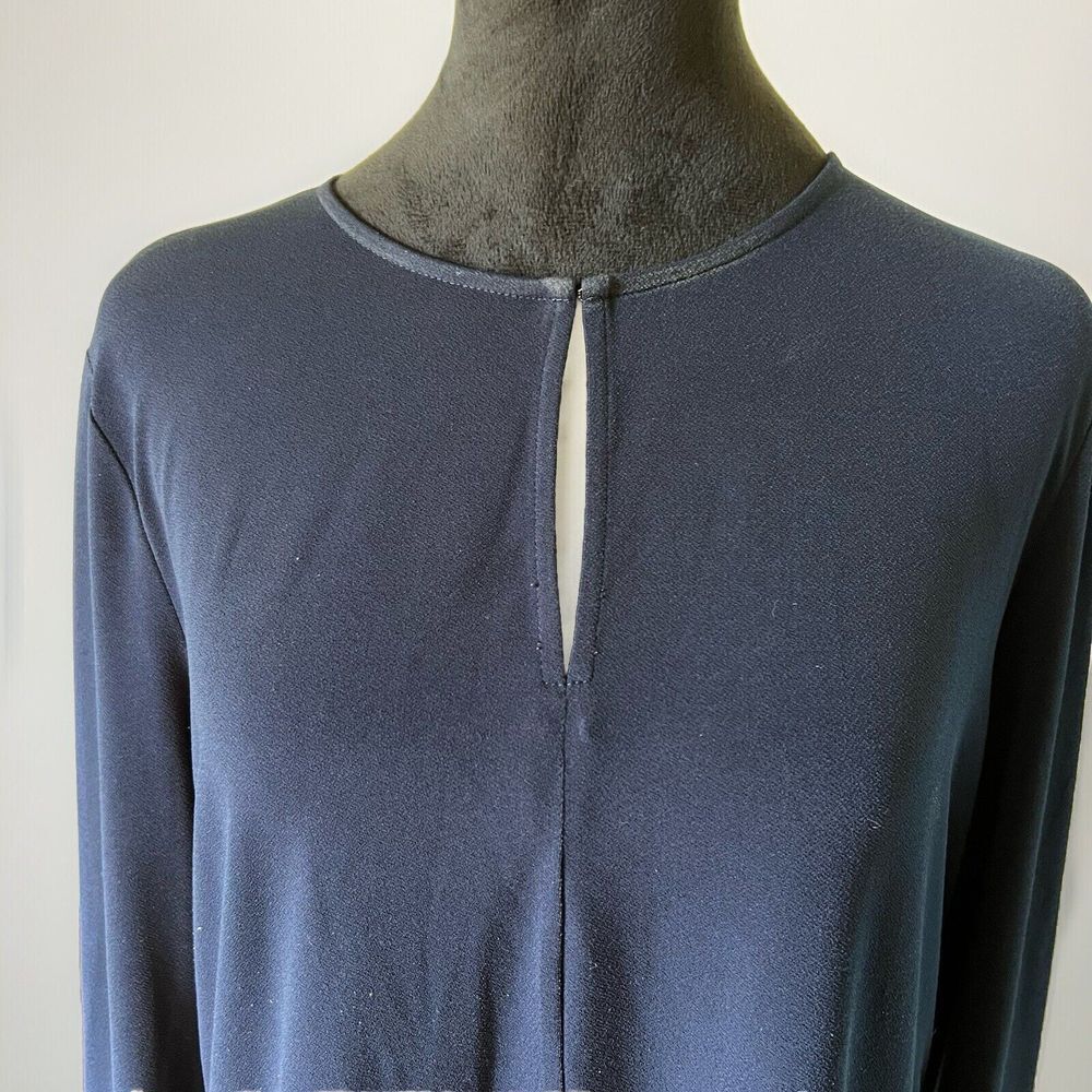 Lauren Ralph Lauren Top Womens Large Navy‎ Blue Long Sleeve Tunic Blouse